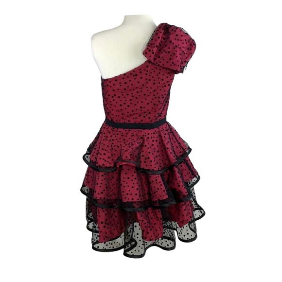 Pearl Georgina Chapman Marchesa Polka Dot Tiered Tulle Prom Dress Gothic 4 - Picture 6 of 9